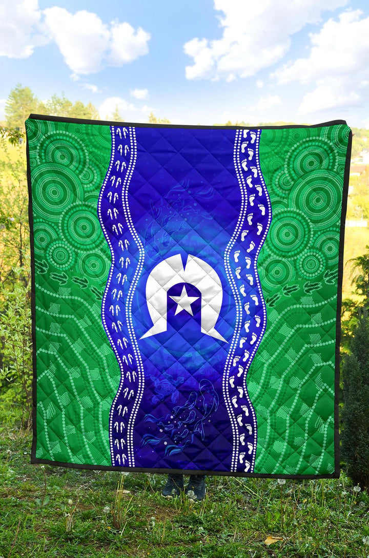 Torres Strait Islanders Premium Quilt - Torres Symbol With Aboriginal ...