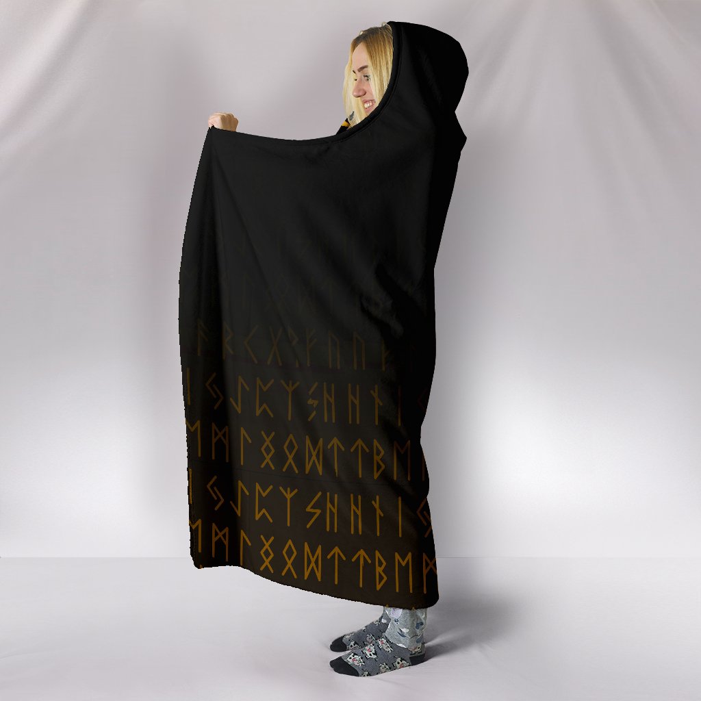 Viking Hooded Blanket The Raven Of Odin Rune Gold