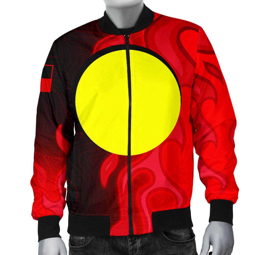 Bomber Jacket - Aboriginal Patterns Jacket Sun Australia Flame