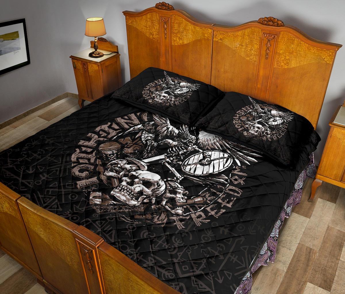 Viking Quilt Bedding Set Warrior Tattoo Odin