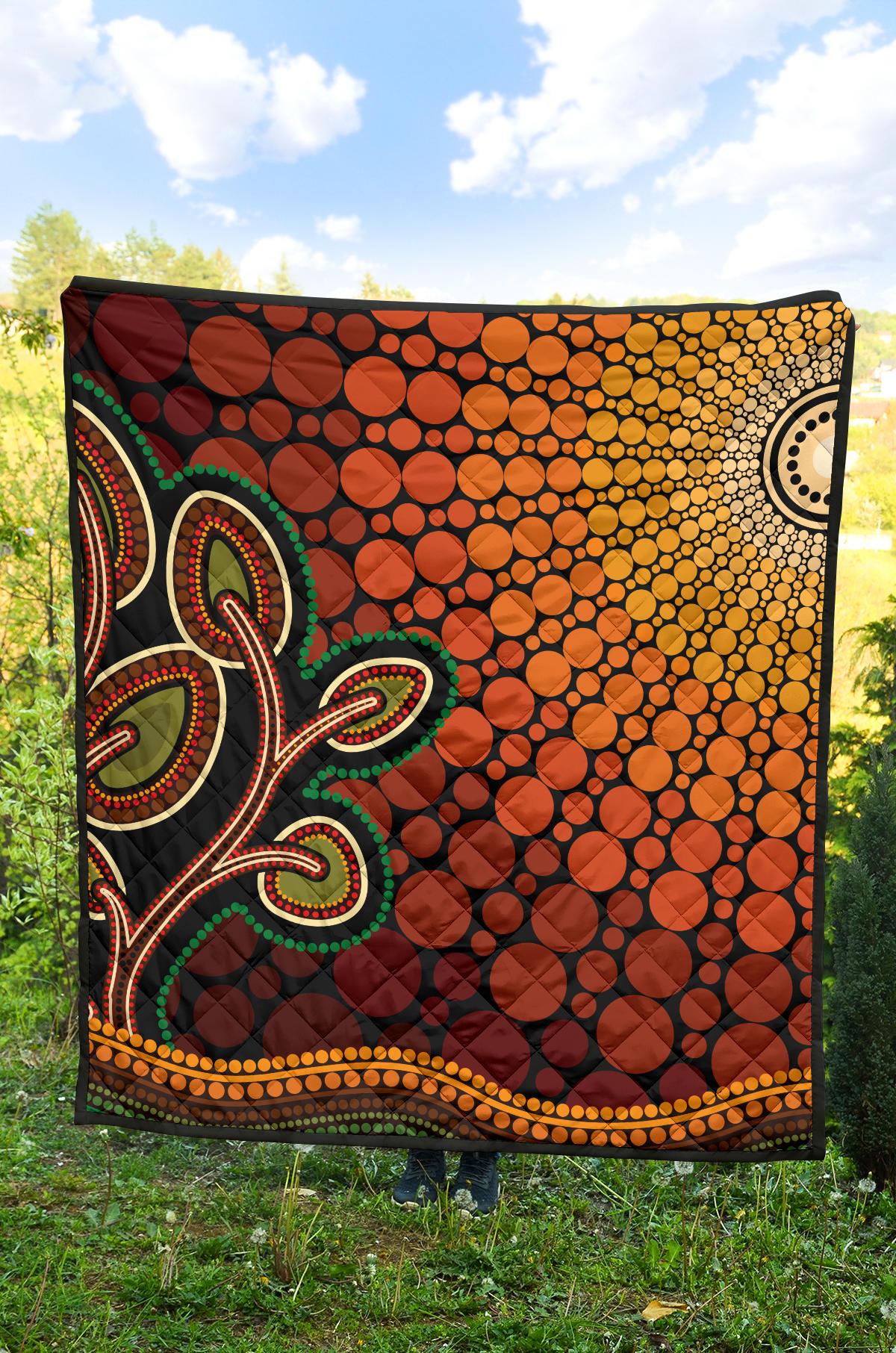 Aboriginal Premium Quilt - Australian Aboriginal Sunset