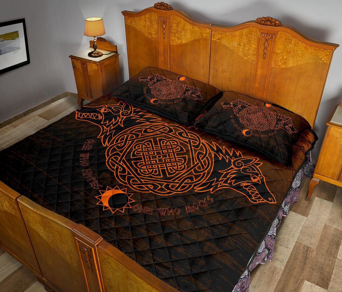 Viking Quilt Bedding Set Skoll And Hati Orange