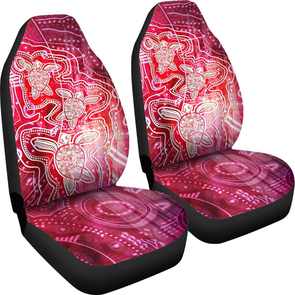 Aboriginal Car Seat Cover - Sea Turtle With Indigenous Patterns (Pink) 