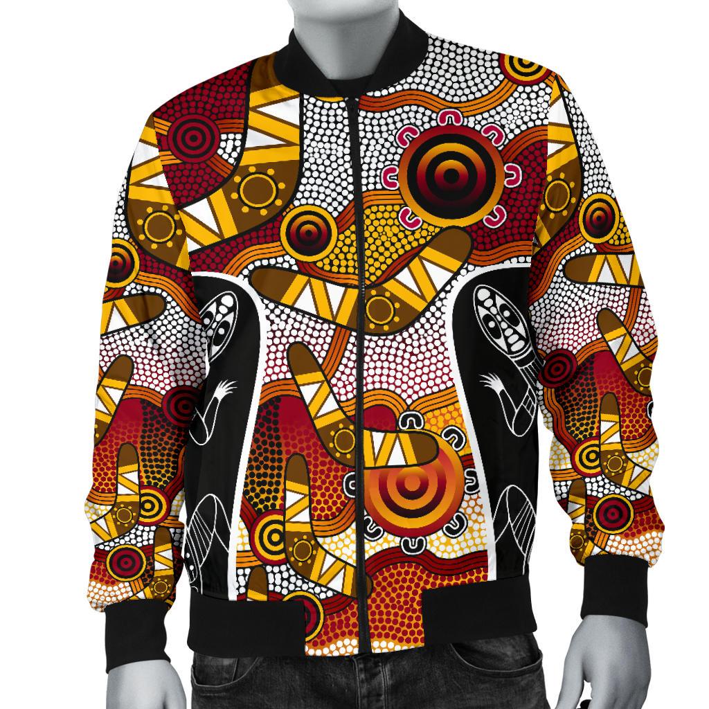 Bomber Jacket - Aboriginal Dot Painting Lizard Jacket