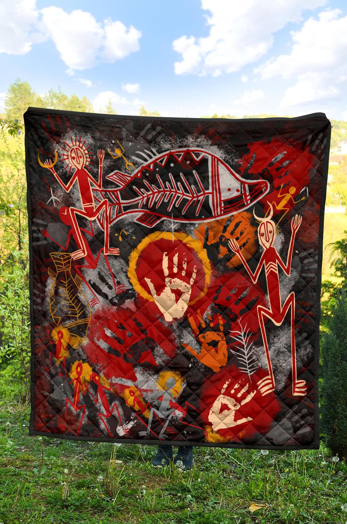 Aboriginal Premium Quilt - Indigenous Fish Hand Art