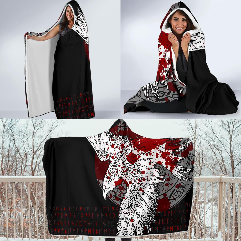 Viking Hooded Blanket Economy Mystical Raven Tattoo Blood Ver02