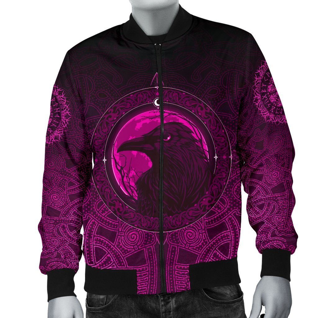 Viking Bomber Jacket Ethnic Odin Raven Pink Style Ver02