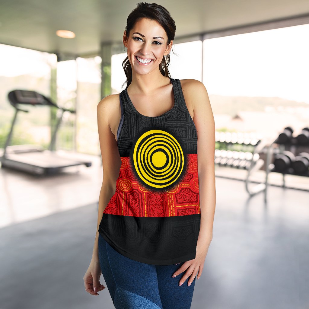 Aboriginal Women's Racerback Tank - Aussie Indigenous Flag