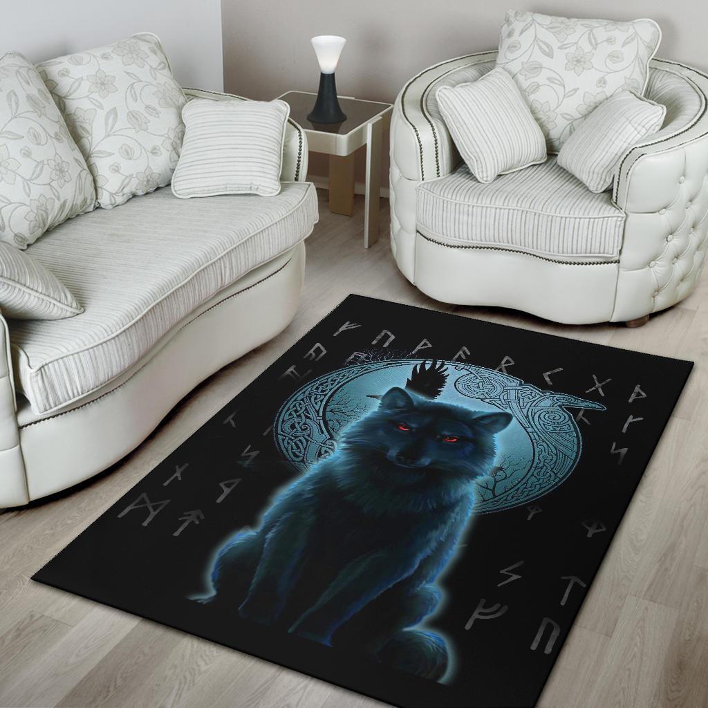 Viking Area Rug Fenrir Viking Wolf And Moon