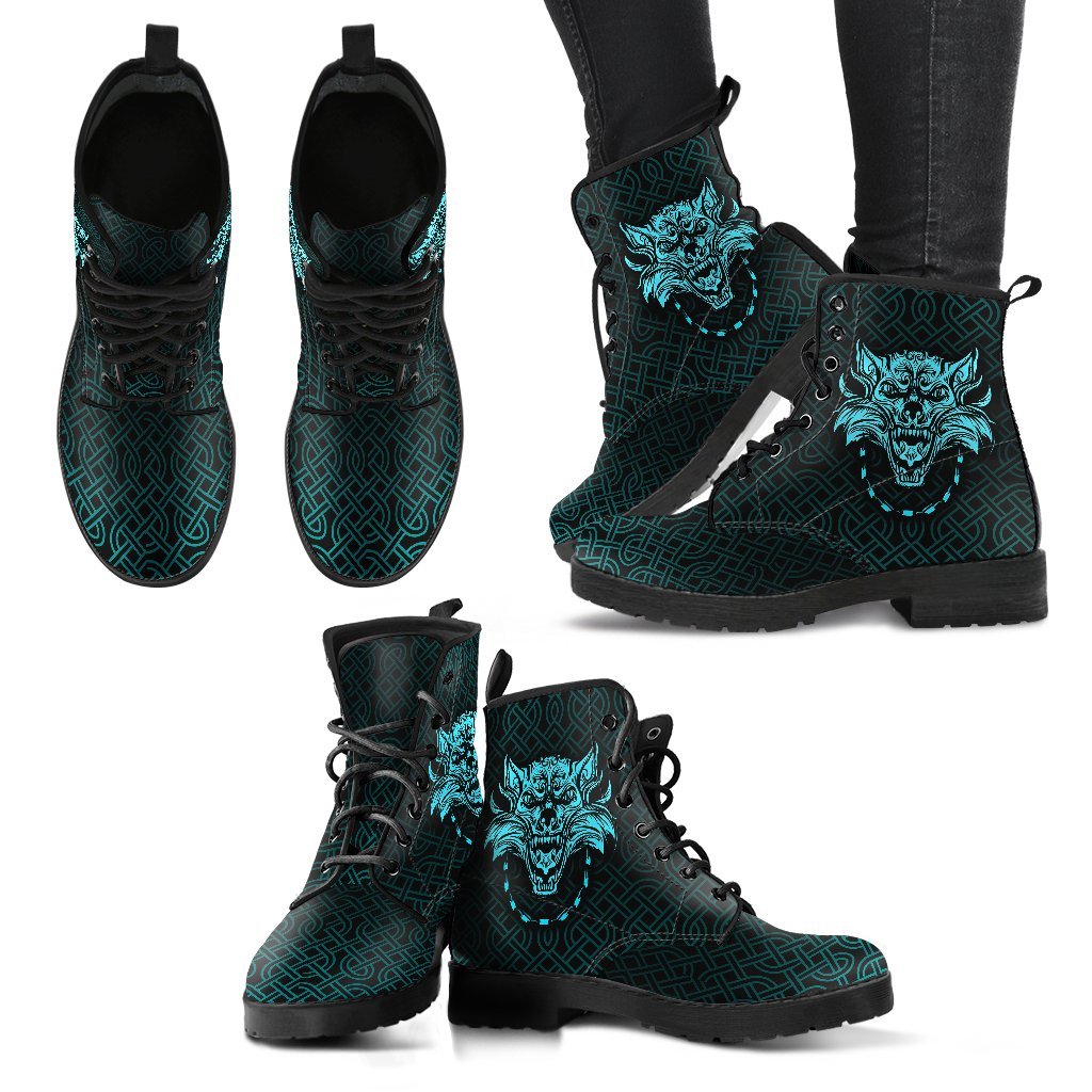 Viking Leather Boots Fenrir Cyan 3D