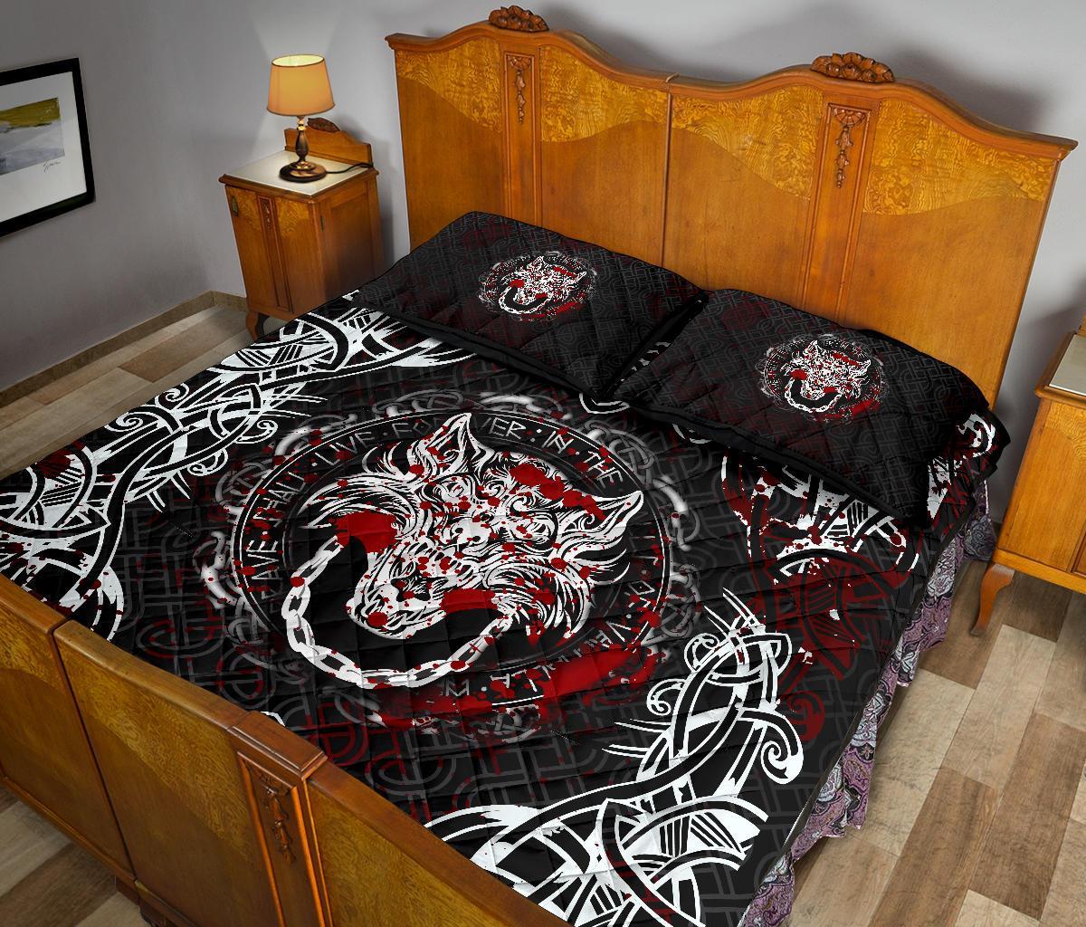 Viking Quilt Bedding Set Fenrir Viking Blood 3D