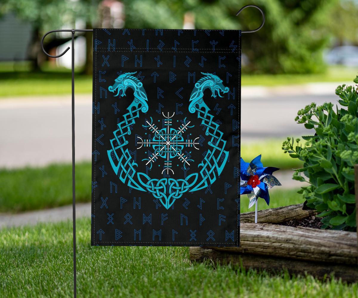 Viking Garden Flag Aegishjalmur Helm Of Awe Blue Edition Style