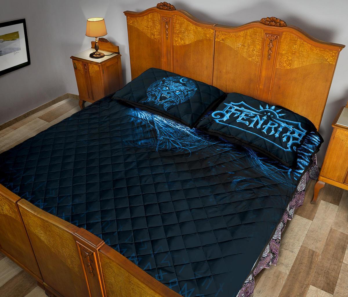 Viking Quilt Bedding Set Fenrir Wolf