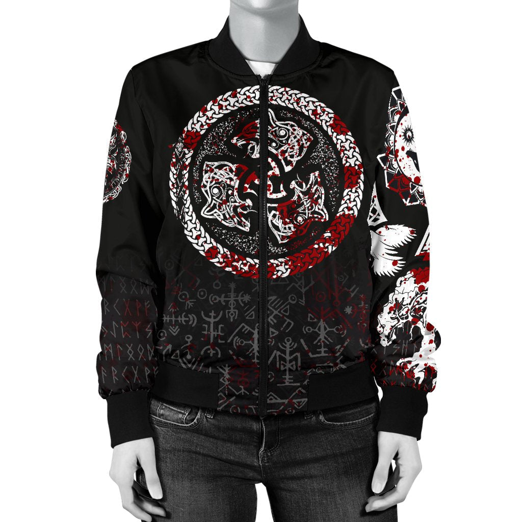 Viking Bomber Jacket Fierce Blood Wolf Symbol Of A Viking Nordic Style Ver01