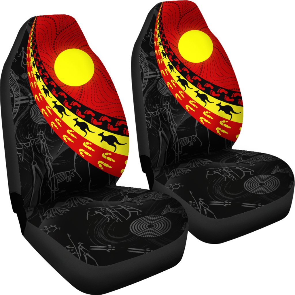 Aboriginal Car Seat Cover - Indigenous Flag Circle Dot Painting