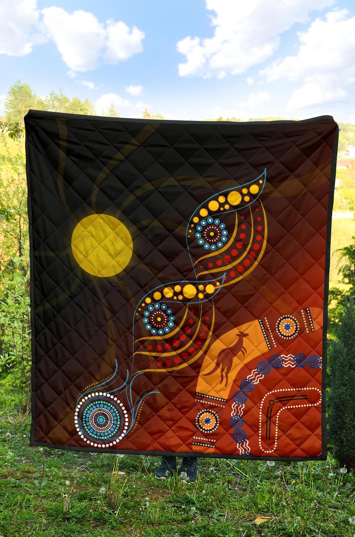 Aboriginal Premium Quilt - Flowers On The Land