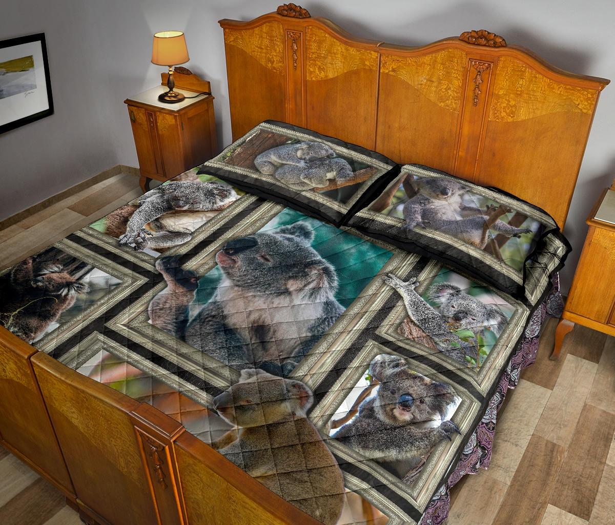 Quilt Cover Set - 3D Koala Frames Quilt Bed Set