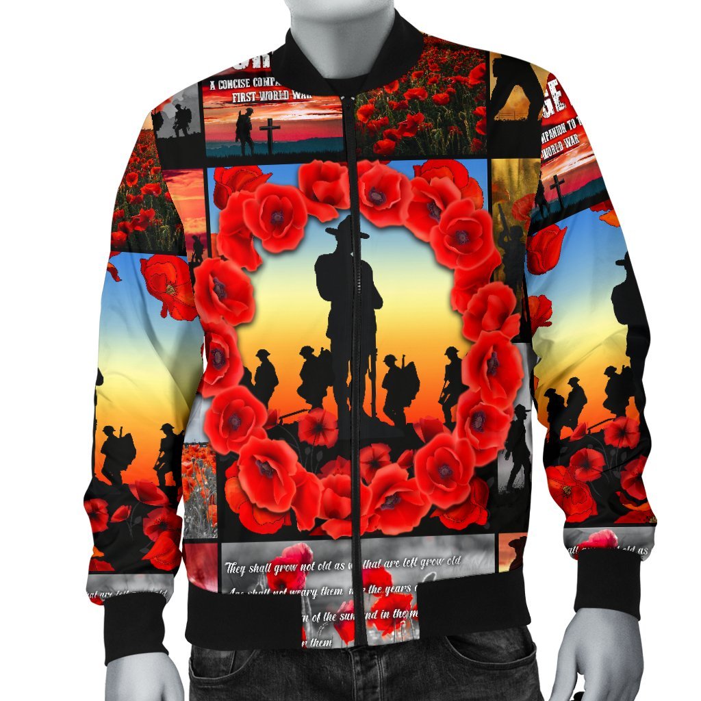 Anzac Men Bomber Jacket - Always Remember Australia Soldiers
