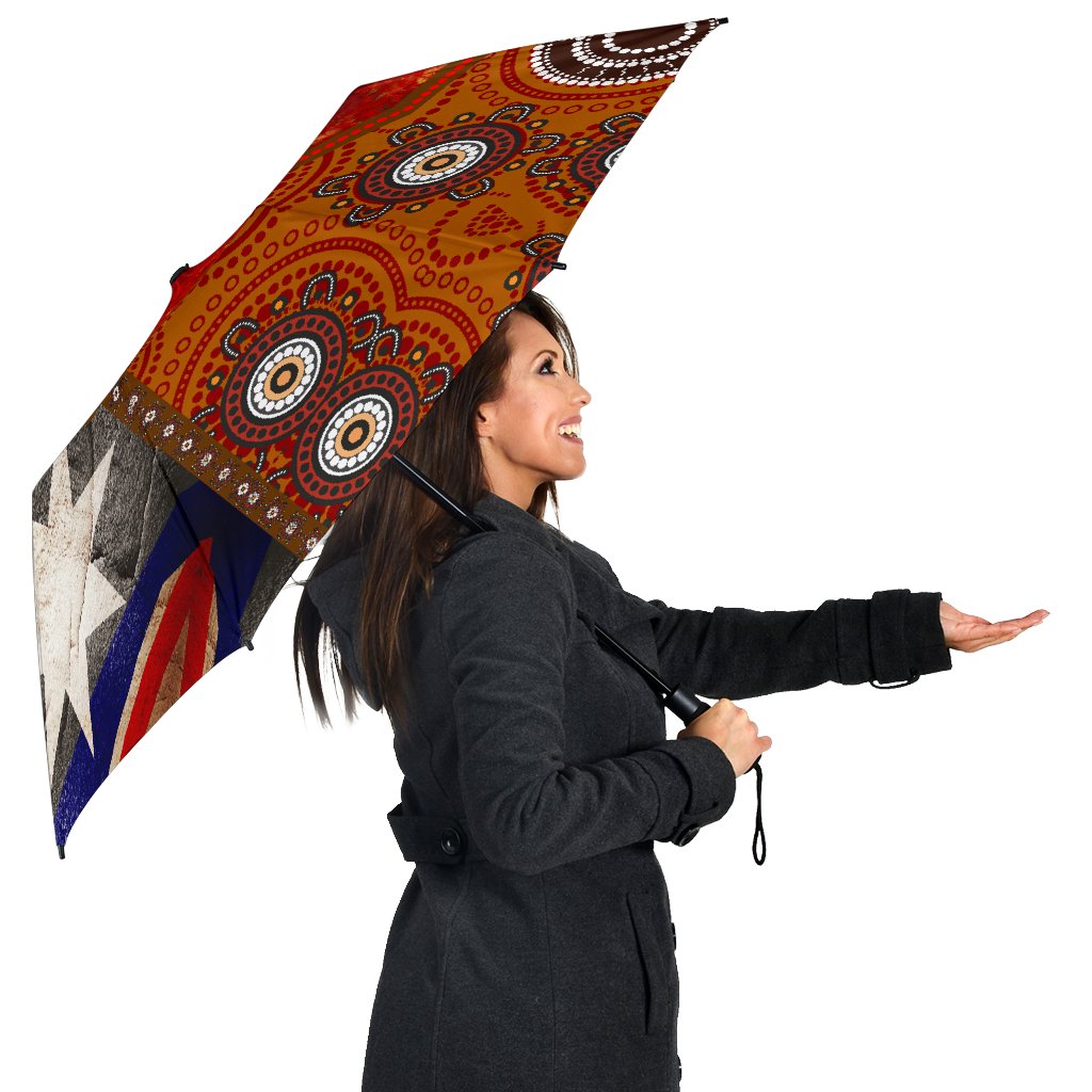 Umbrellas - Aboriginal Dot Painting & Flags, Crocodile