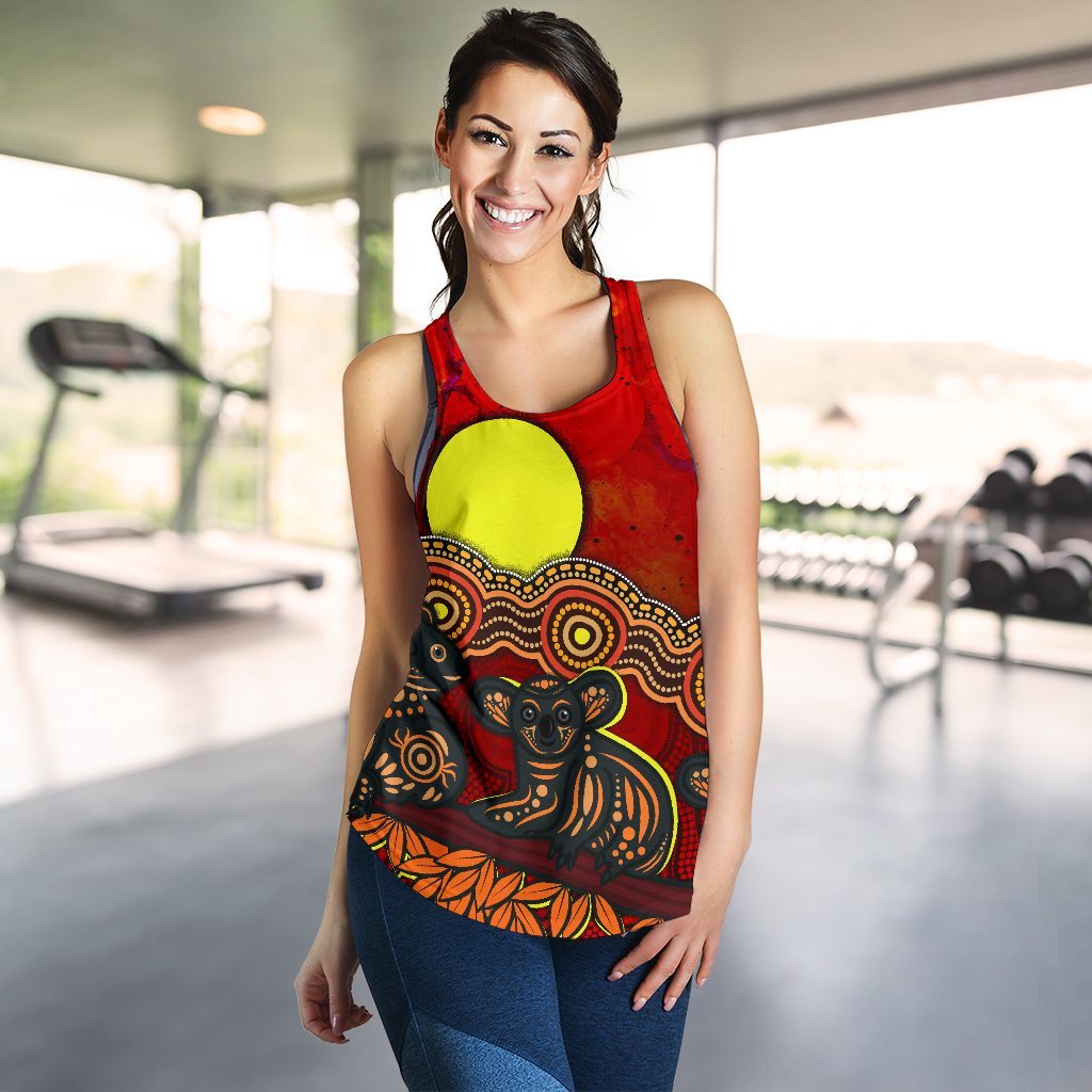 Aboriginal Women's Racerback Tank - Australian Indigenous Koala