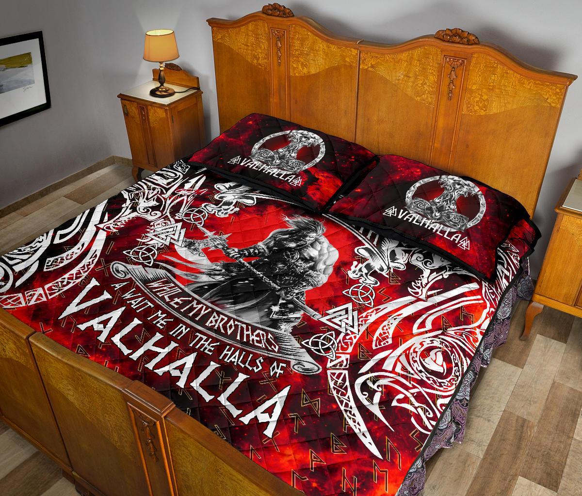 Viking Quilt Bedding Set I Do Not Fear Death While My Brothers Await Me In The Halls of Valhalla