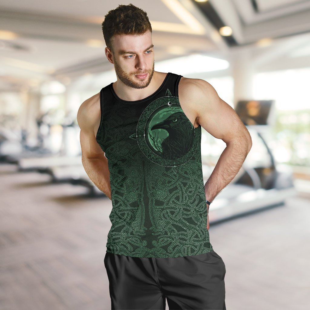 Viking Men's Tank Top Ethnic Odin Raven Green