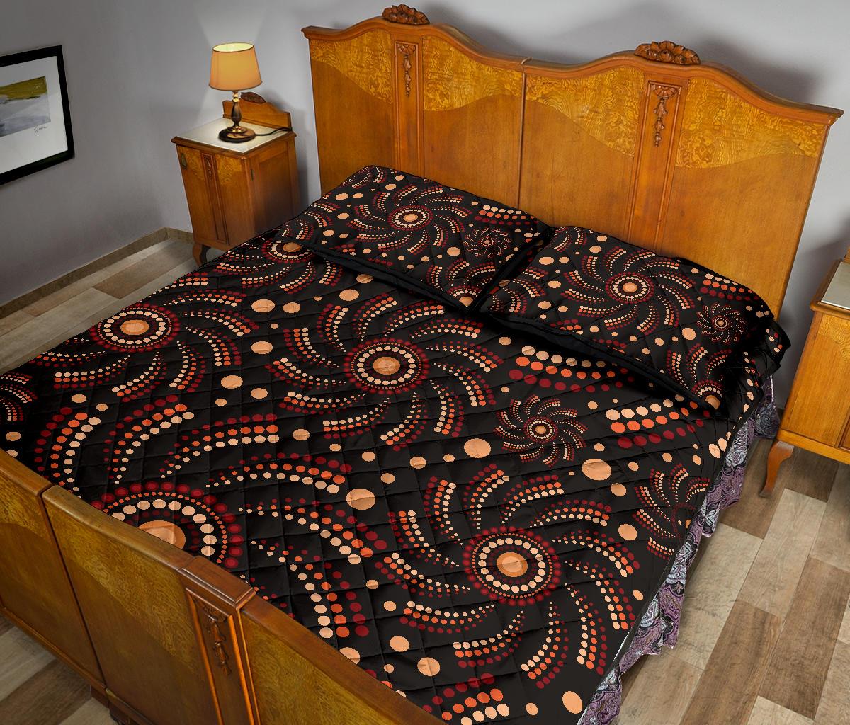 Aboriginal Quilt Bed Set - Aboriginal Circle Dot Painting Patterns