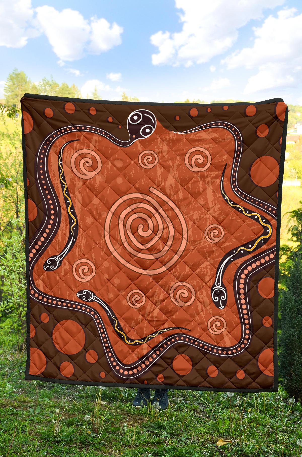 Aboriginal Premium Quilt - Australia Snake Aboriginal