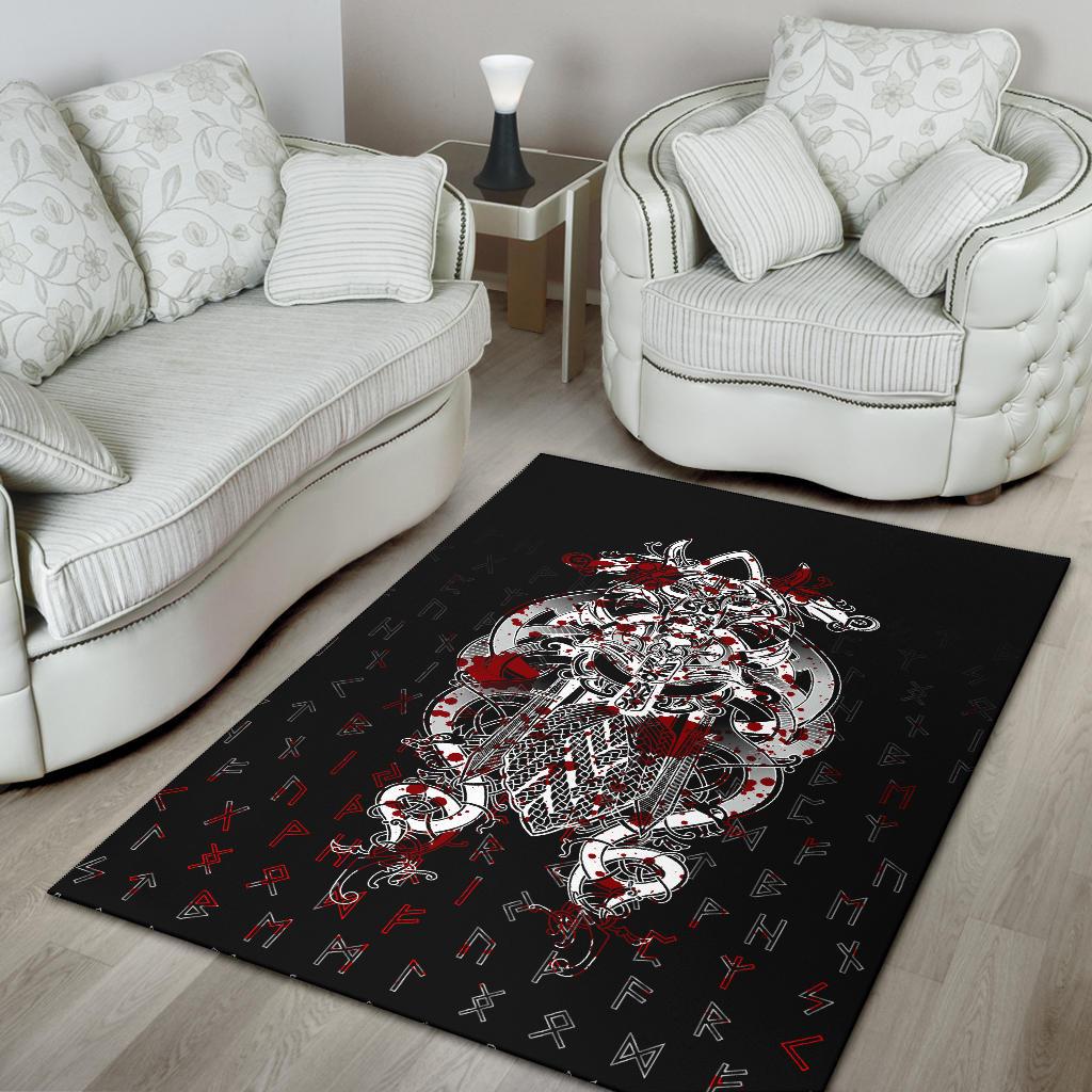 Viking Area Rug Tyr Tattoo Blood