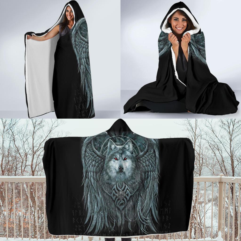 Viking Hooded Blanket Economy Spiral Wolf Spirit