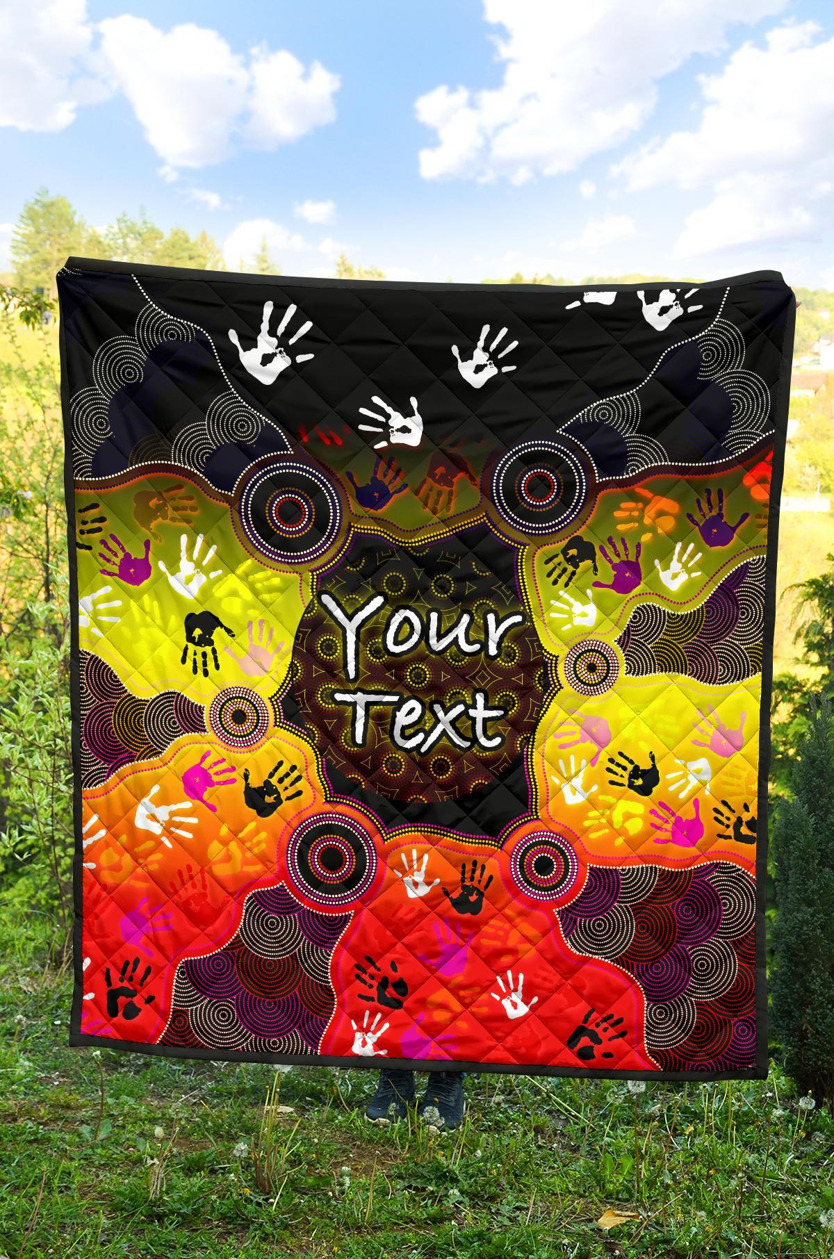 (Custom) Aboriginal Premium Quilt - Indigenous Circle Dot Painting Hand Art