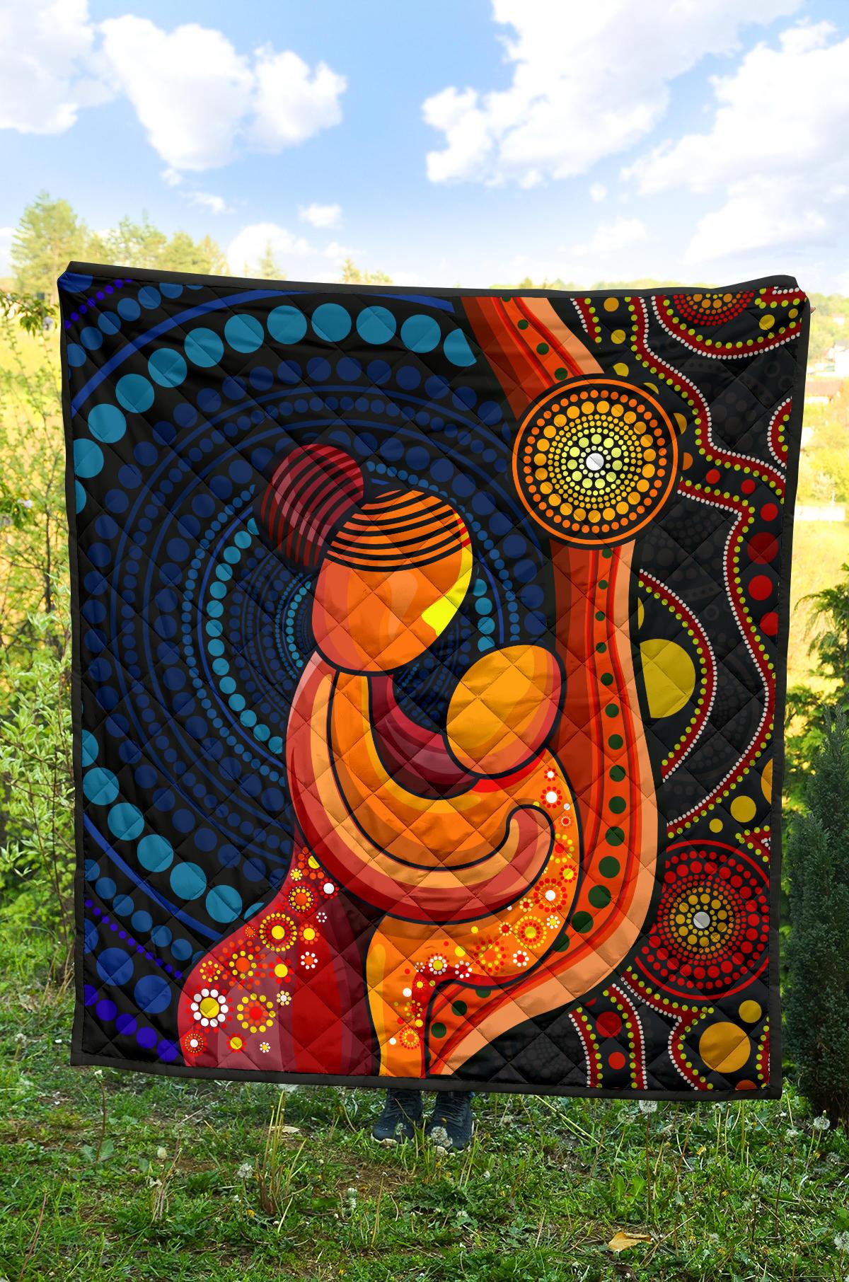 Aboriginal Premium Quilt - Mother And Son Quilt