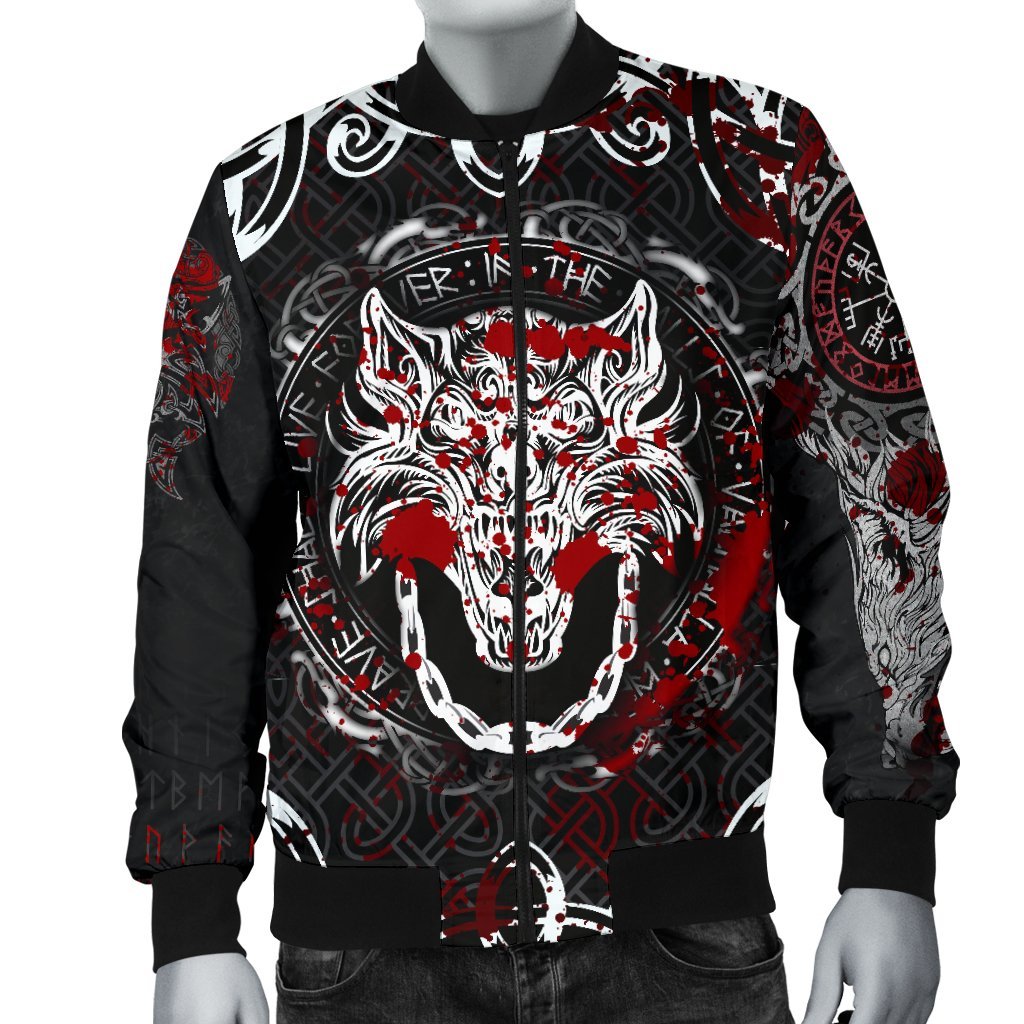 Viking Bomber Jacket Fenrir Viking Blood 3D Style Ver02