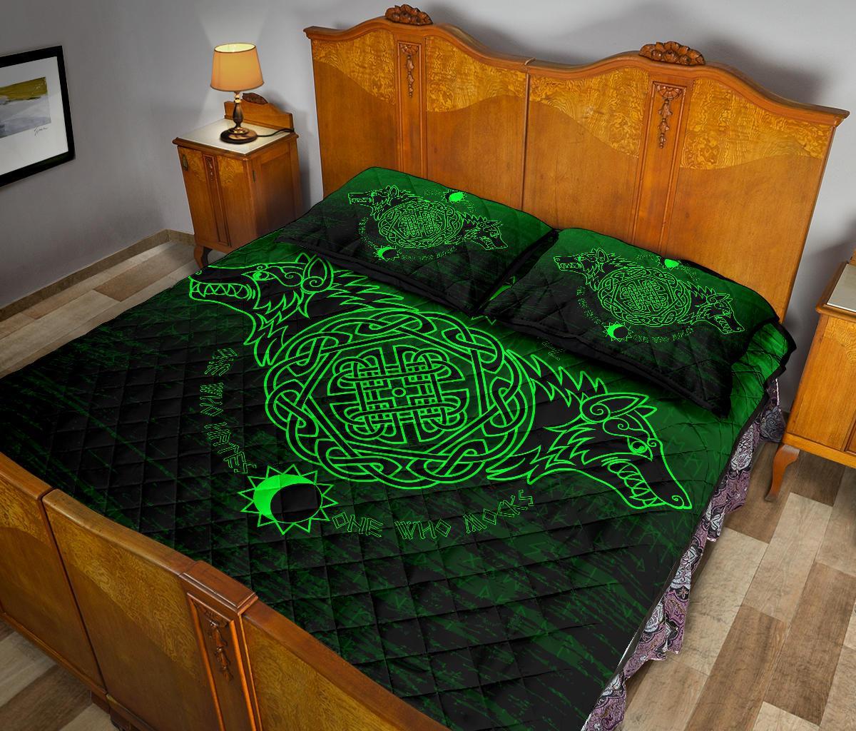 Viking Quilt Bedding Set Skoll And Hati Green