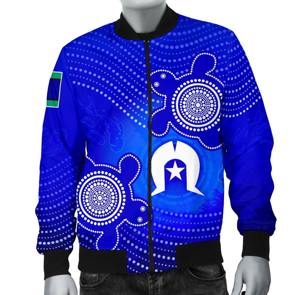 Torres Strait Islanders Men Bomber Jacket - Torres Symbol With Turtle