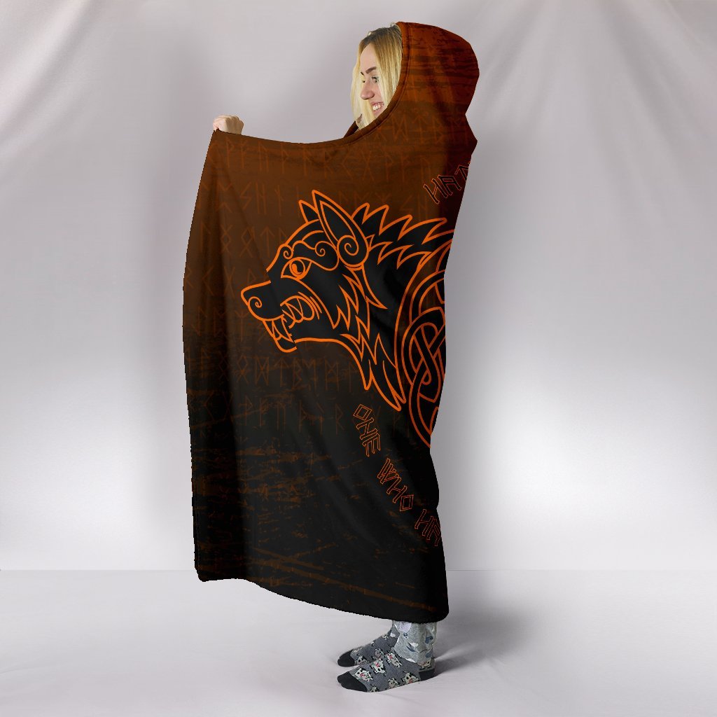 Viking Hooded Blanket Skoll And Hati Orange