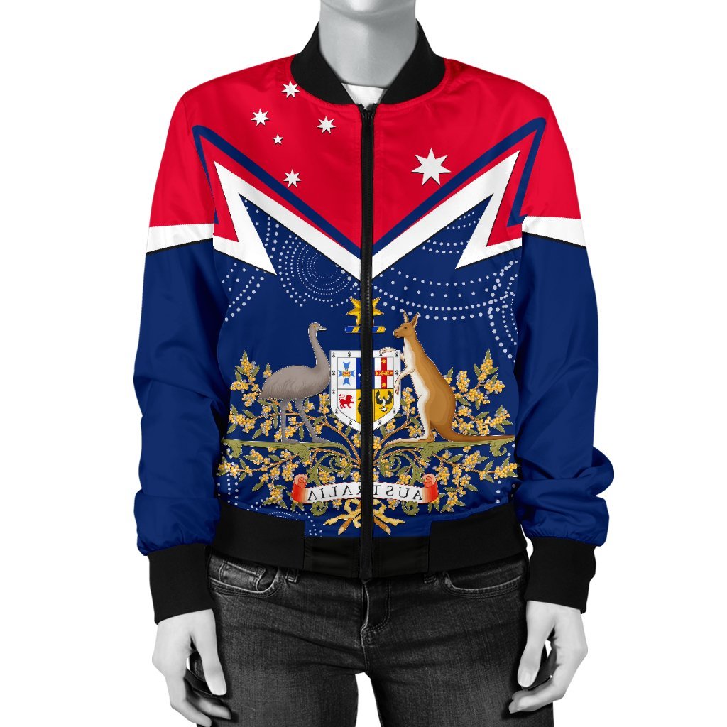 Women Bomber Jacket - Australian Coat Of Arms Flag Color