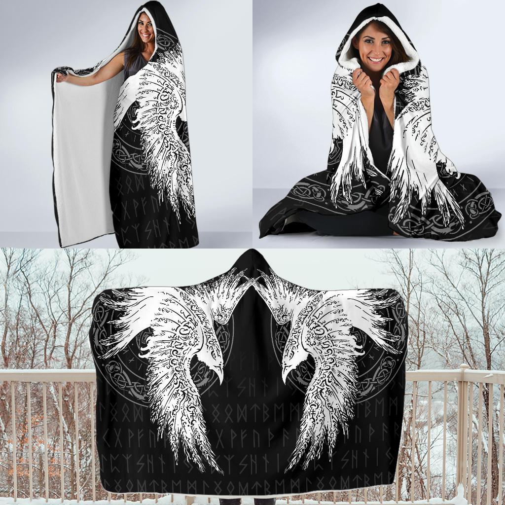 Viking Hooded Blanket Economy Mystical Raven Tattoo Special Ver01