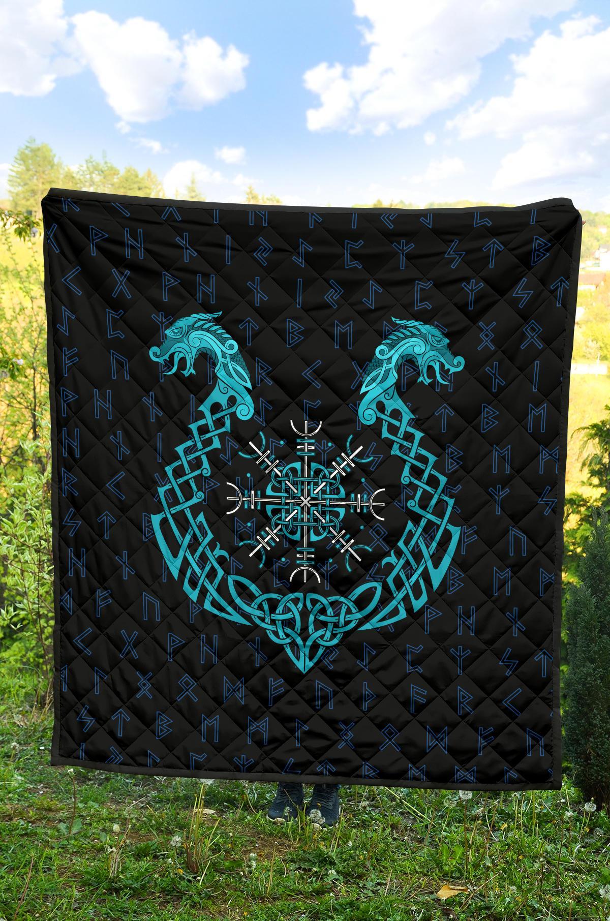 Viking Premium Quilt Aegishjalmur Helm Of Awe Blue Edition