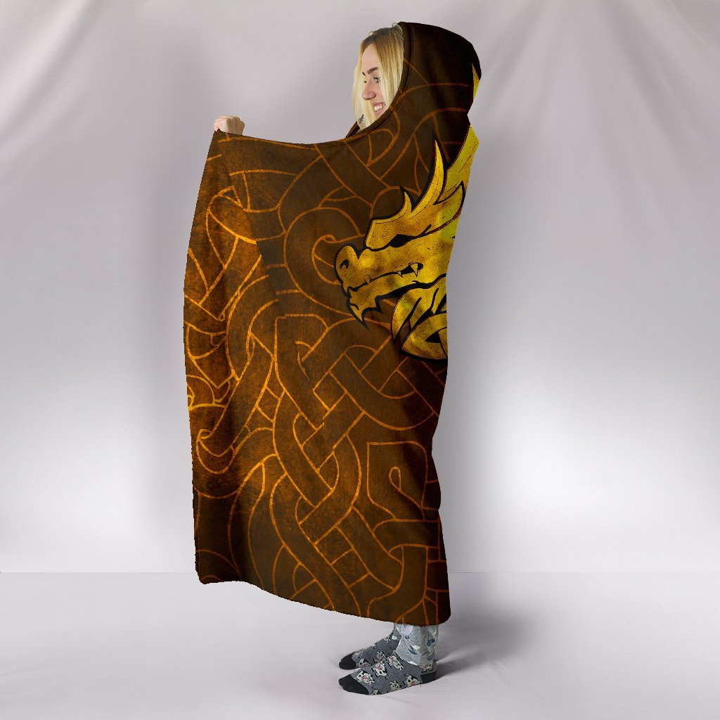 Viking Hooded Blanket Celtic Dragon Tattoo