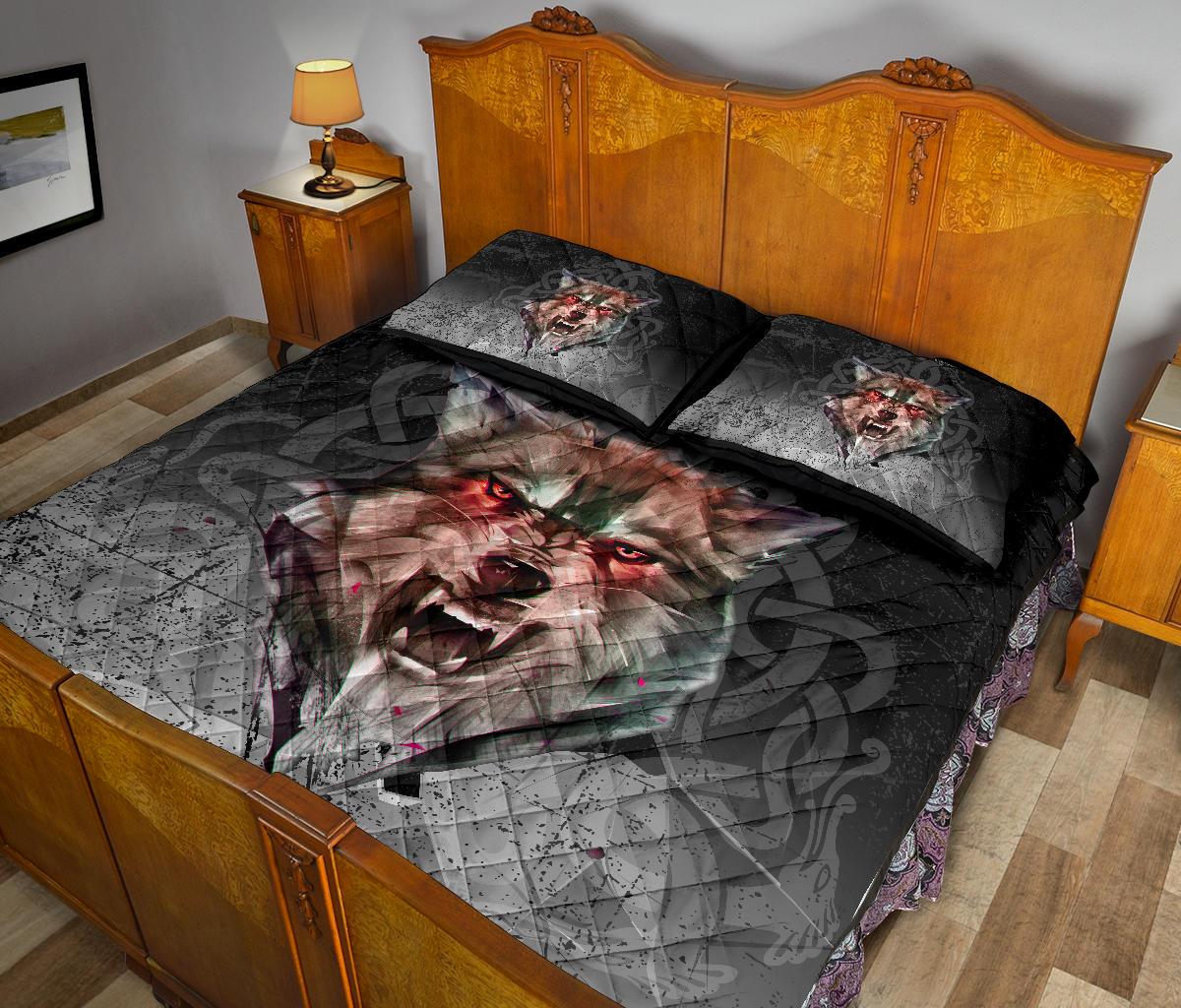 Viking Quilt Bedding Set Fenrir Norse Wolf