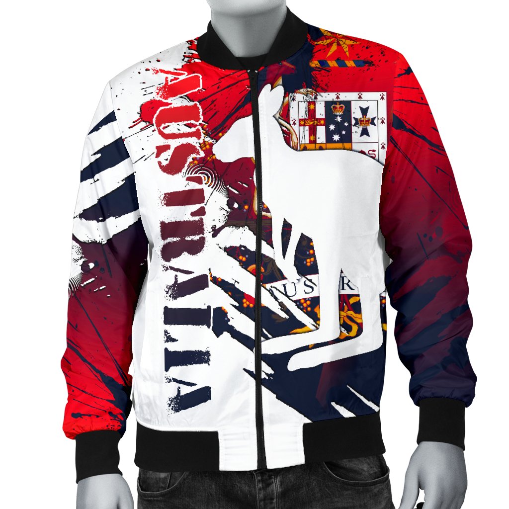 Bomber Jacket - Australian Coat Of Arms Jacket Kangaroo - Great Aussie