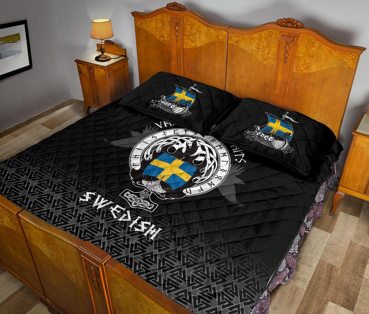 Viking Quilt Bedding Set Swedish Drakkar