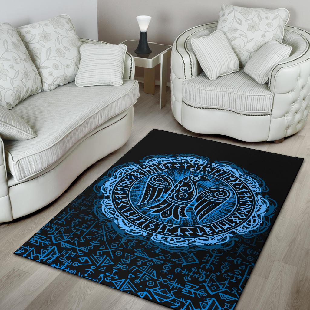 Viking Area Rug Raven Celtic Cyan