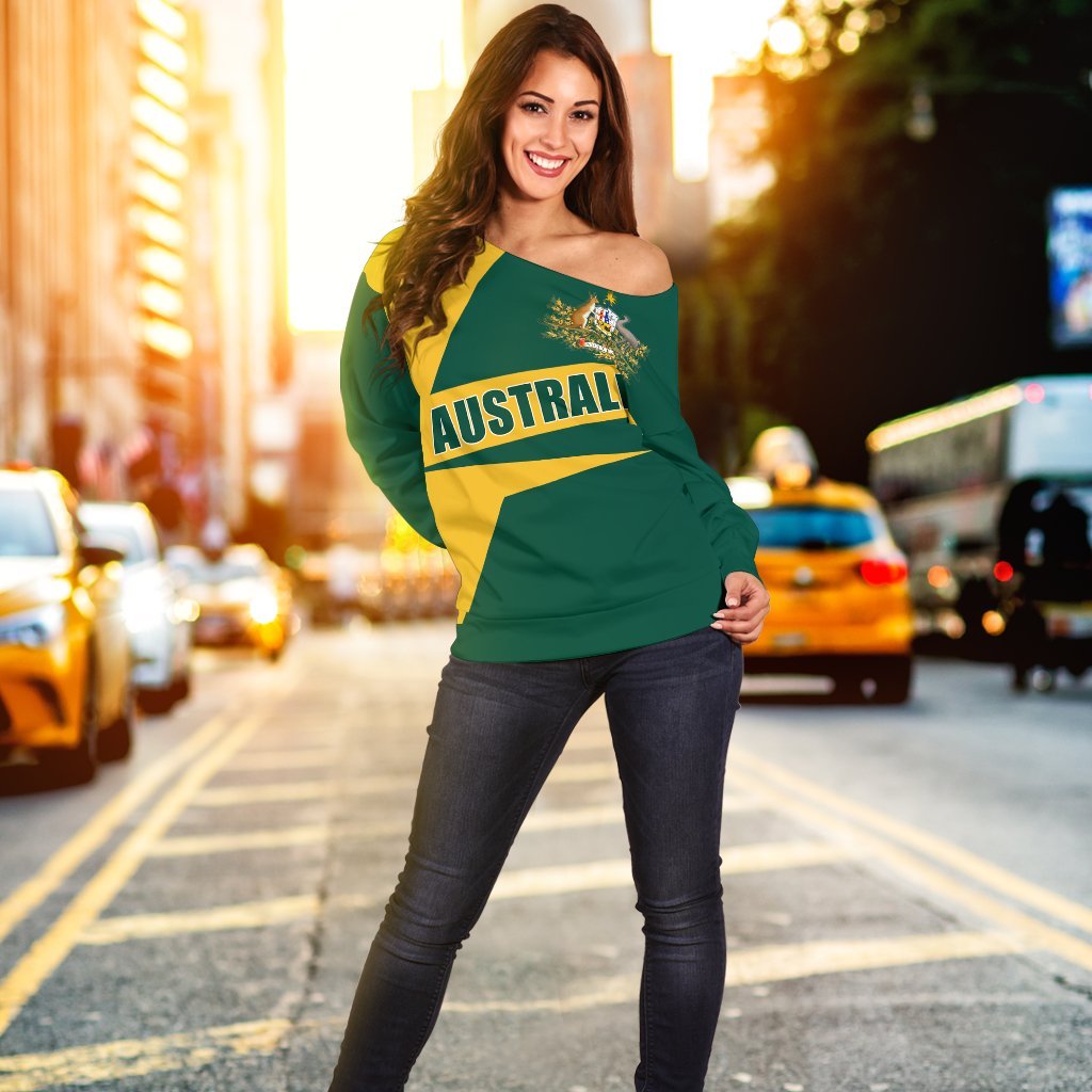 Women's Off Shoulder Sweater - Australian's Pride Ver02