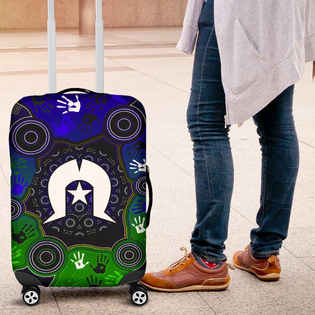 Aboriginal Luggage Covers - Torres Strait Symbol With Indigenous Patterns