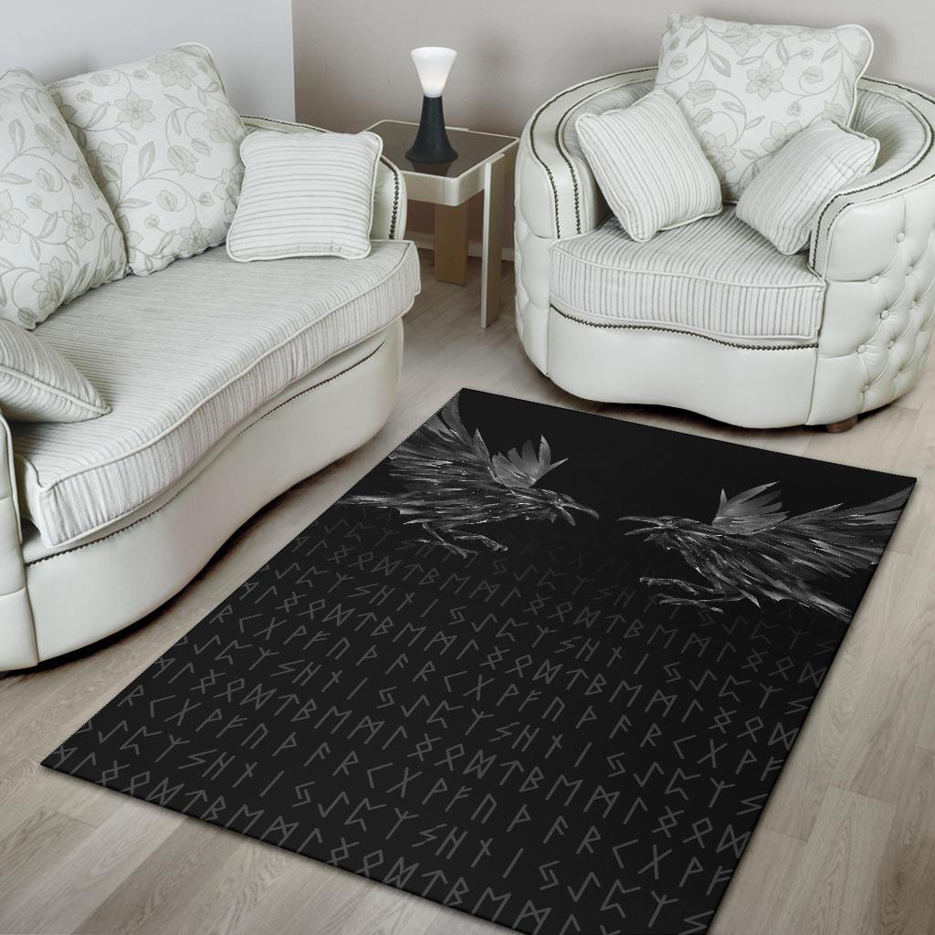 Viking Area Rug Odin Huginn and Muninn Rune