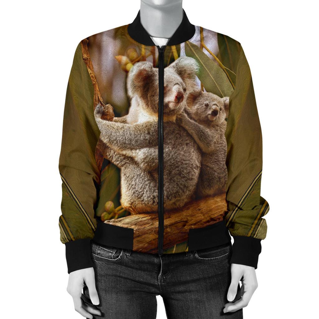 Women Bomber Jacket - Australian Koala Jacket 3D Koala