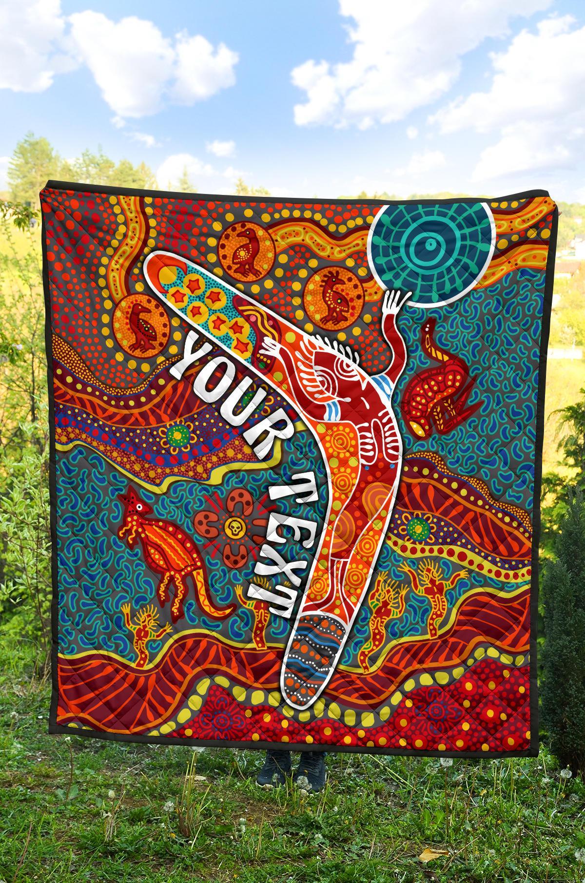 Aboriginal Personalised Premium Quilt - Indigenous Boomerang