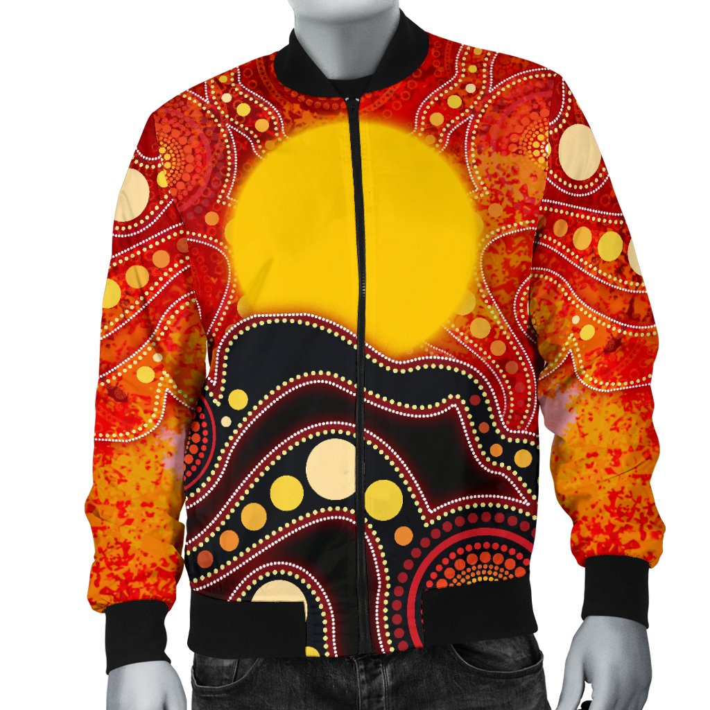Aboriginal Bomber Jacket - Aboriginal Lives Matter Flag Dot Painting Art